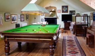 Games room with full sized snooker table